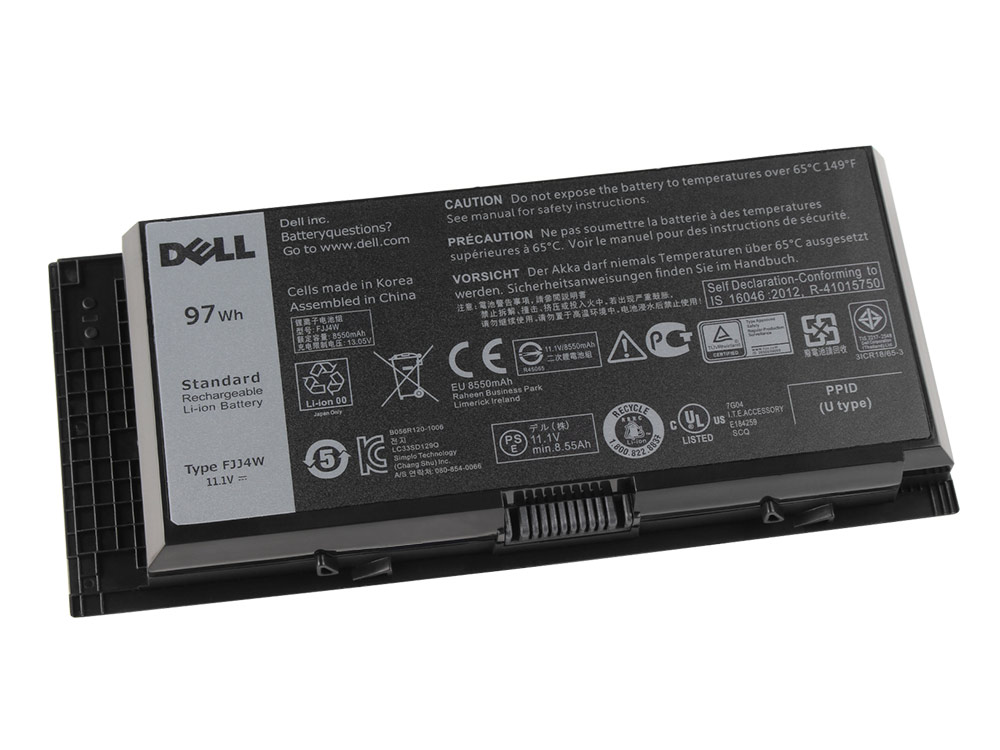 97Whr Dell F334W 451-BBGO H1MNH Original Batterier