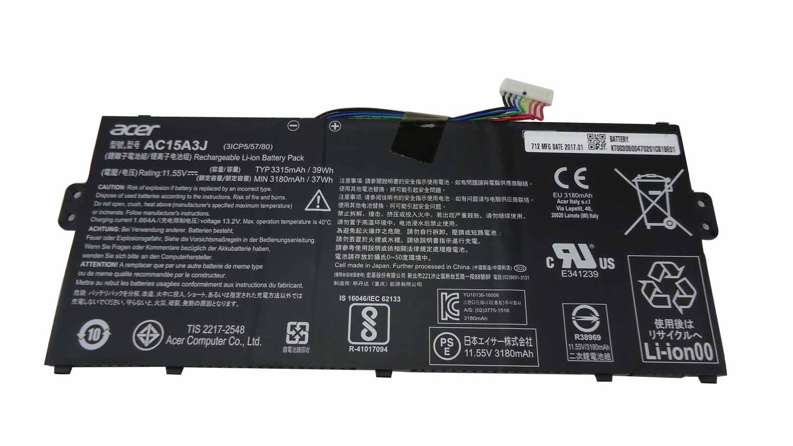 3315mAh 39Wh Batterier Acer Chromebook 11 C735