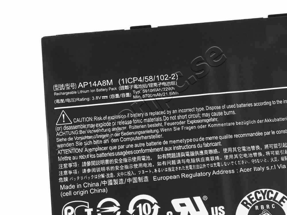22Whr 5910mAh Batterier Acer Iconia Tab 10 A3-A20-K7SZ A3-A20-K79Q