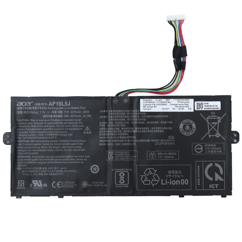 4670mAh 36Wh Batterier Acer Switch 3 SW312-31-C8ZK