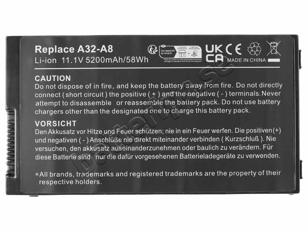 4800mAh 49Wh Batterier Asus A8JR A8JS