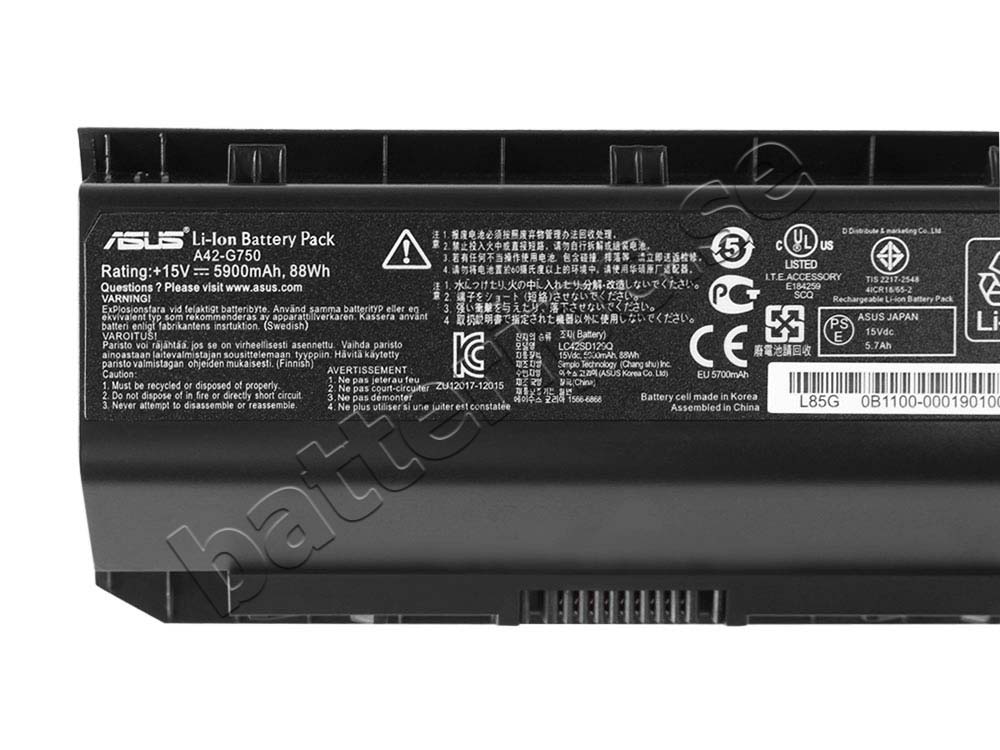 88Whr 8 celler Batterier Asus G750JY-T4003HAsus G750JY-T4032H