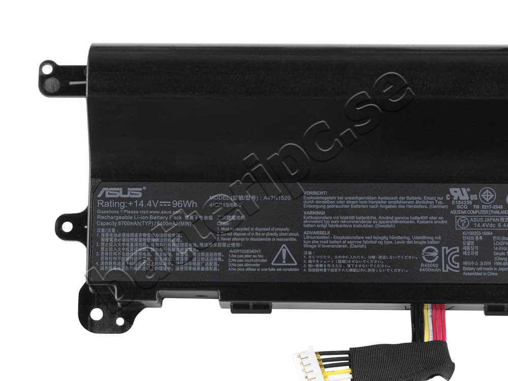 Batterier Original Asus A42N1520 90Wh