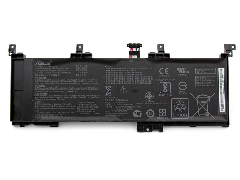 62Wh 4020mAh 4 celler Asus 0B200-01940100 Original Batterier