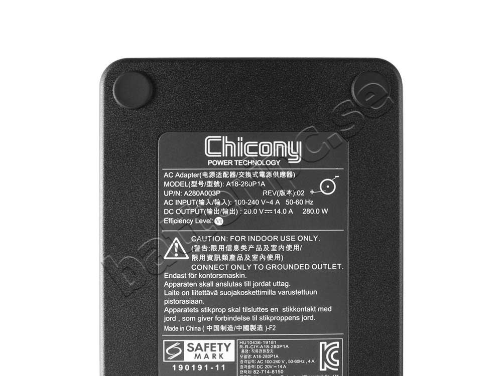 280W Laddare Fujitsu Celsius H970 AC Adapter + Kabel