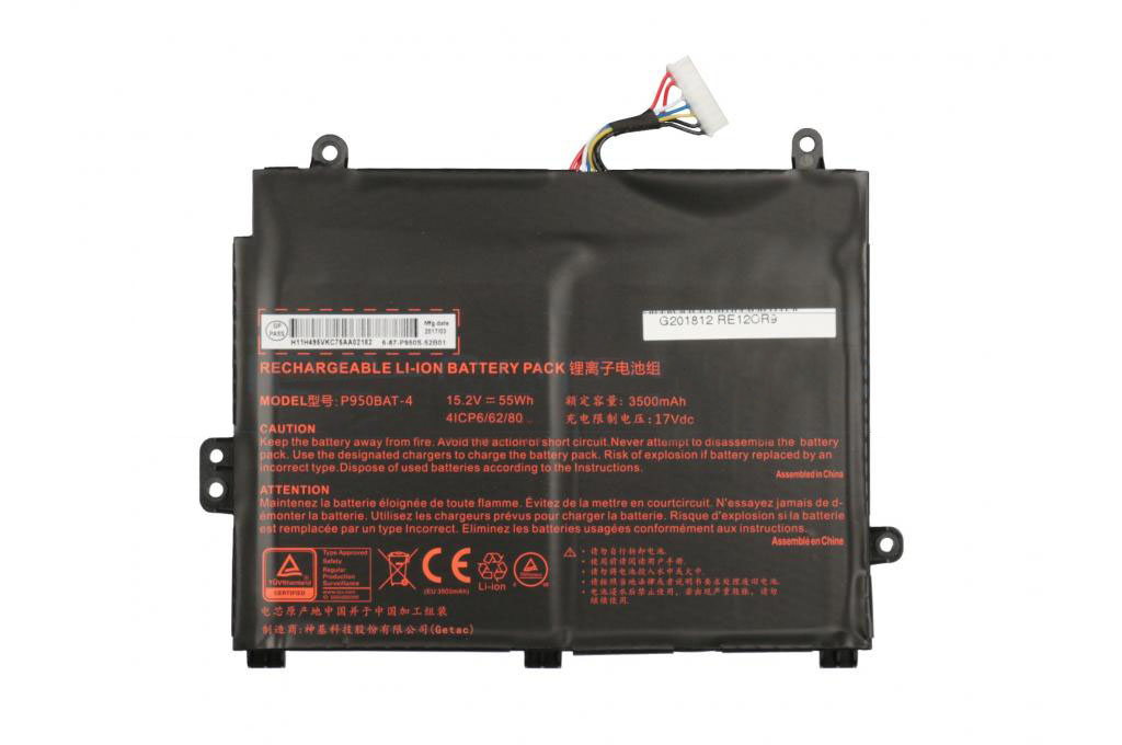 3500mAh 55Wh Batterier Clevo 4ICP5/65/80
