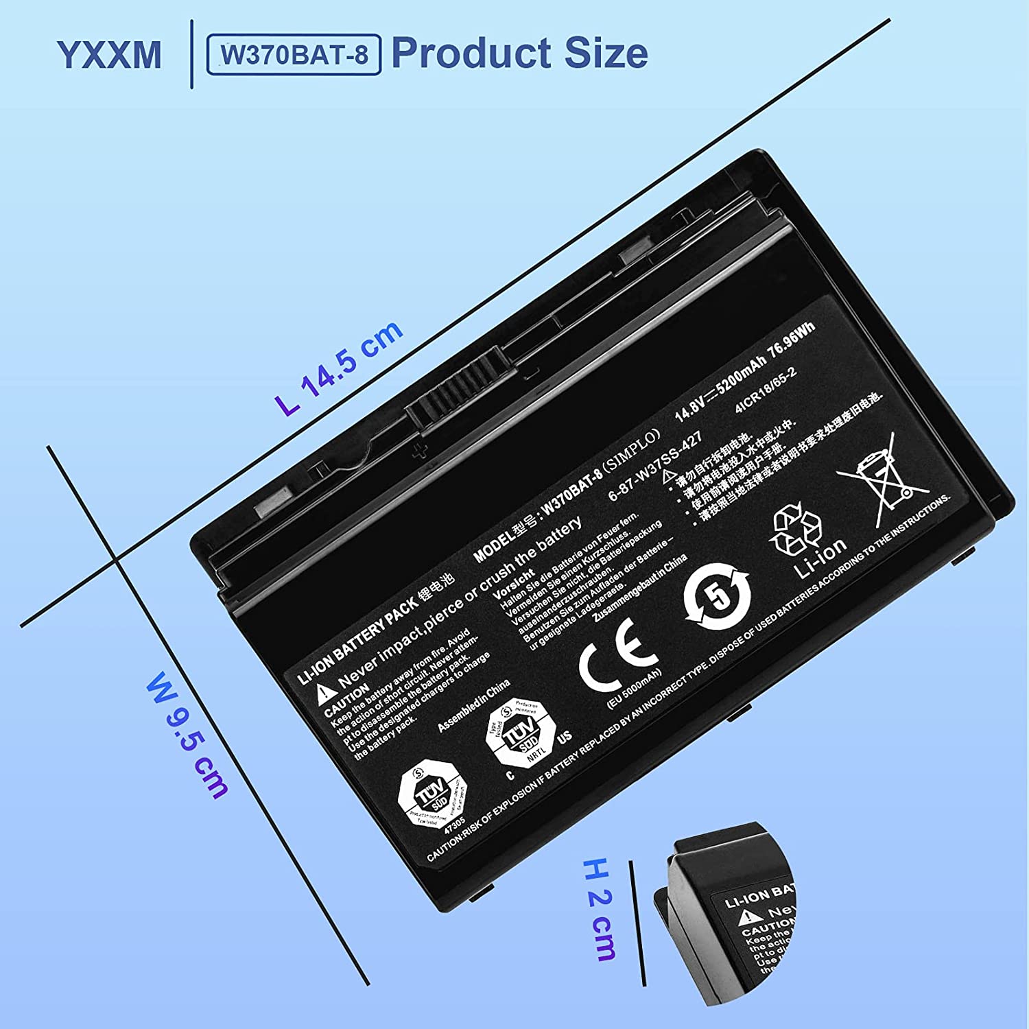 5200mAh Batterier Clevo K590S-I7