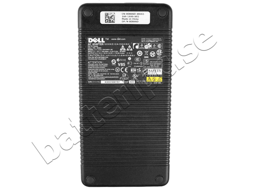 210W Dell U896K Original AC Adapter Laddare