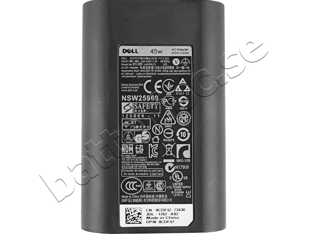45W Dell Inspiron 11 7368 P69G Original AC Adapter Laddare