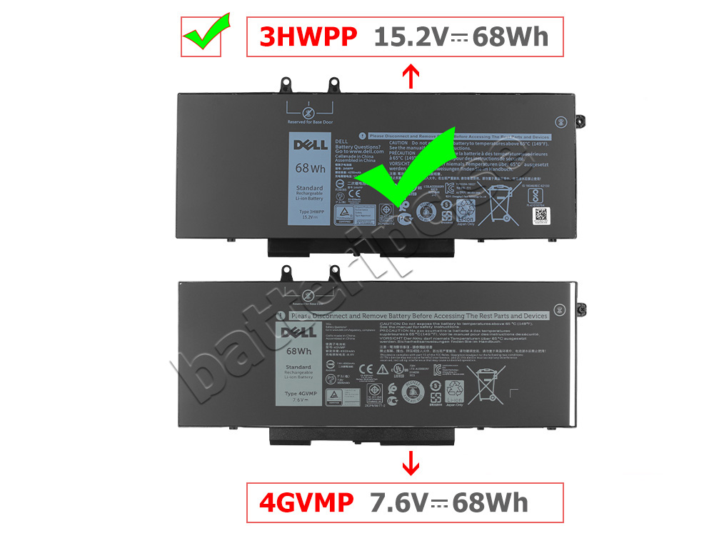 Original 4250mAh 68Wh Batterier Dell 3HWPP 3PCVM YPVX3