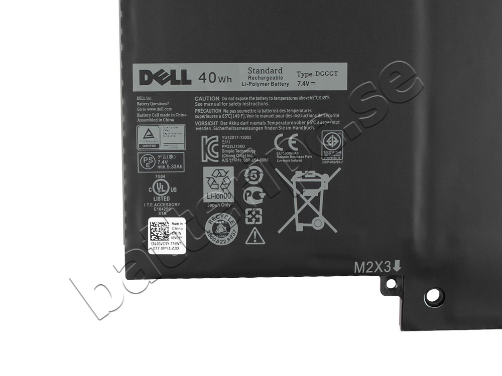 5400mAh 40Wh Batterier Dell XPS 11 9P33 P16T P16T001