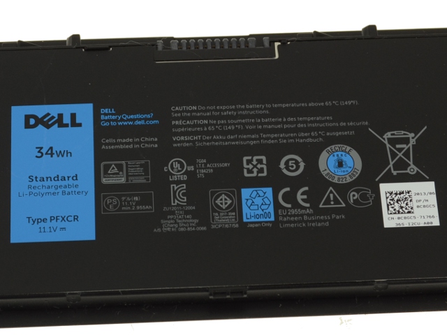 34Whr Dell Latitud E7440 P40G B Original Batterier