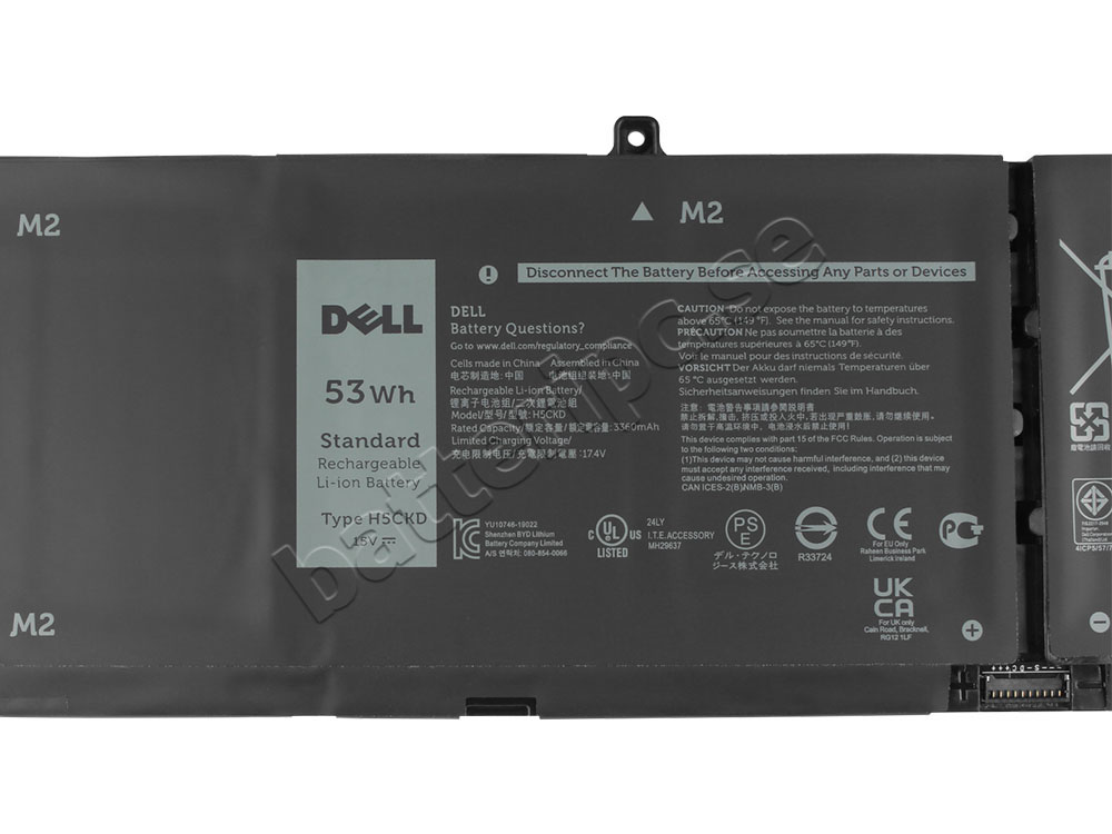 Original 3530mAh 53Wh Batterier Dell 9077G H5CKD TXD03