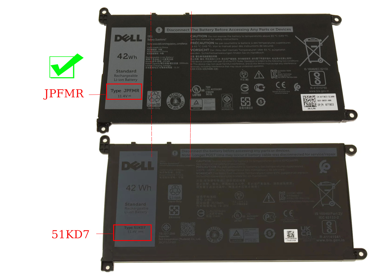 Original 42Wh Batterier Dell Chromebook 3100 P29T P29T001
