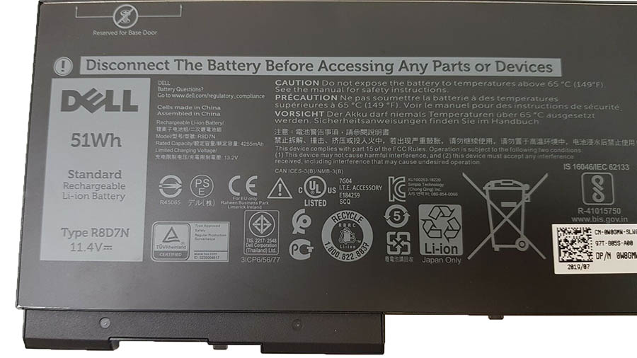 Original 4255mAh 51Wh Batterier Dell R8D7N