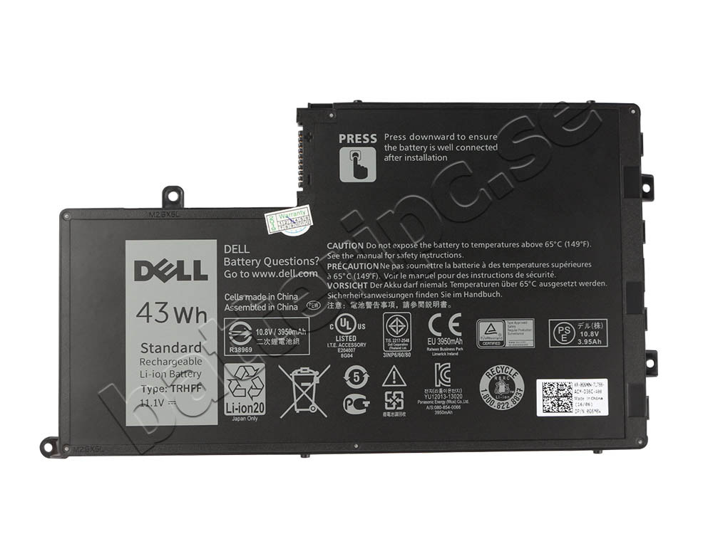 Original 43Wh Dell 1V2F6 Batterier
