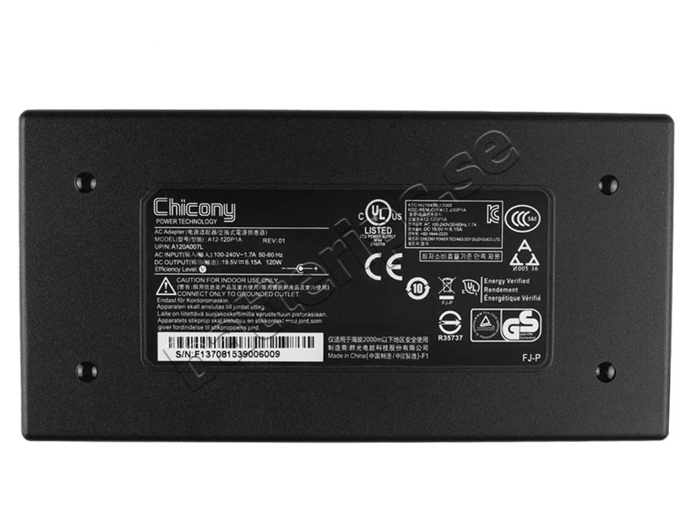 120W MSI 957-16GC1P-004 AC Adapter Laddare