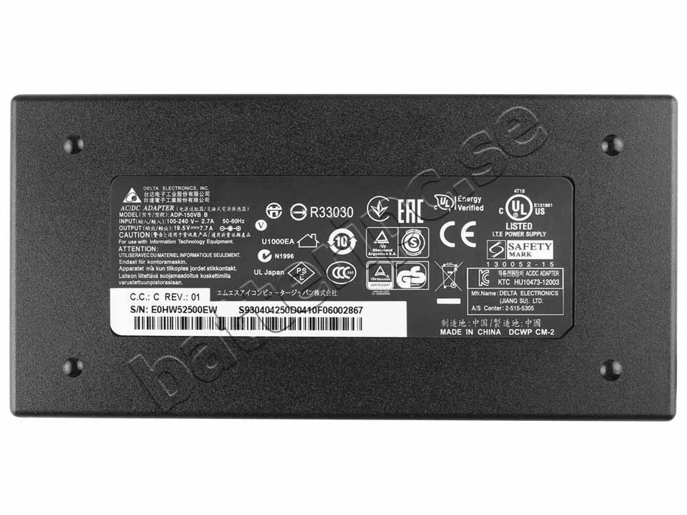 150W MSI S930404121D04 S93-0404490-D10 AC Adapter Laddare