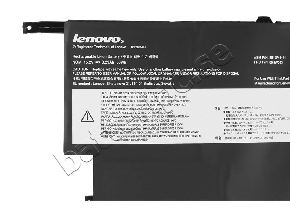 50Whr Batterier Lenovo ThinkPad X1 Carbon 3 Gen