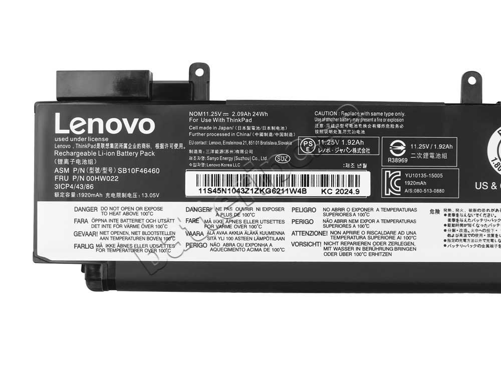 Original 24Wh 2090mAh Batterier Lenovo ThinkPad T460s 2NCD