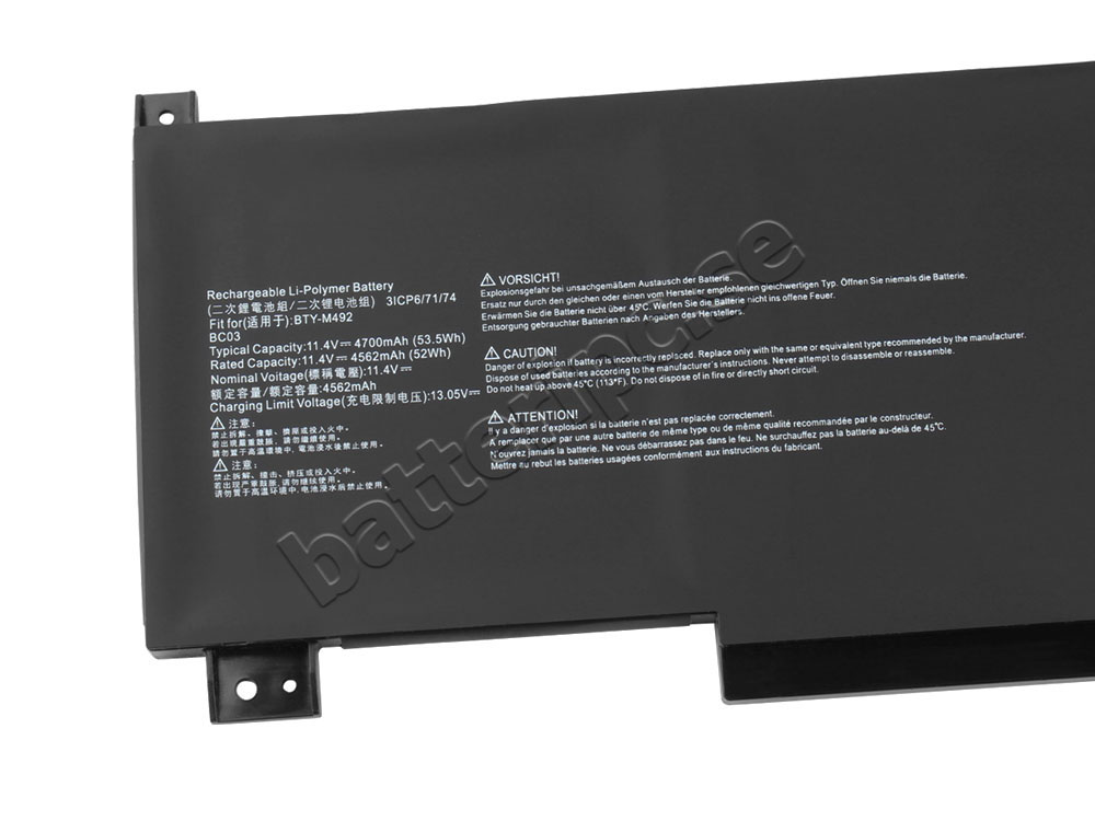 Batterier MSI 9S7-16V611-036 4700mAh 53.5Wh