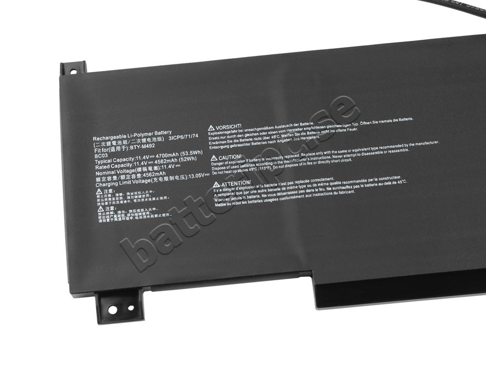 Batterier MSI 9S7-16V611-006 4700mAh 53.5Wh