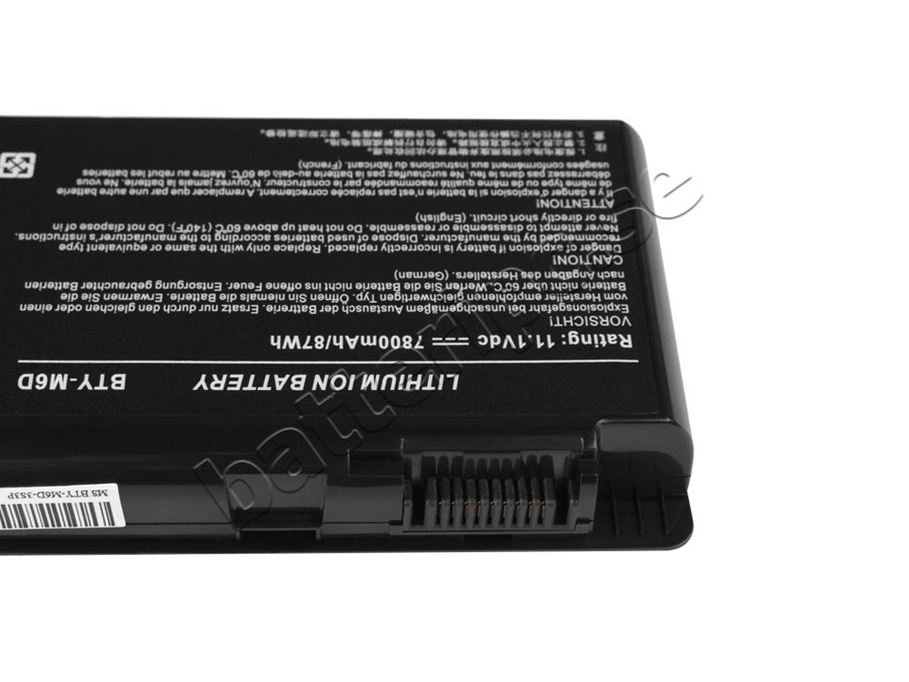 7800mAh Batterier MSI GT60 2QD 1074UK 2QD-1084JP
