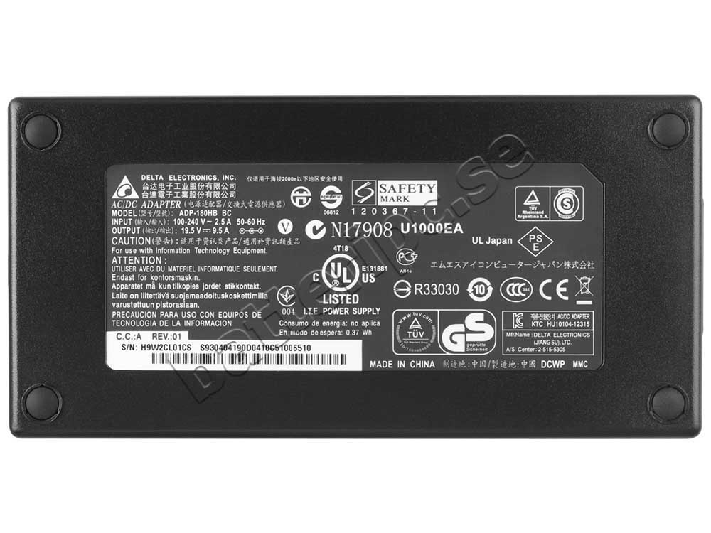 180W Laddare Medion Erazer X15801 (MD 61372) AC Adapter
