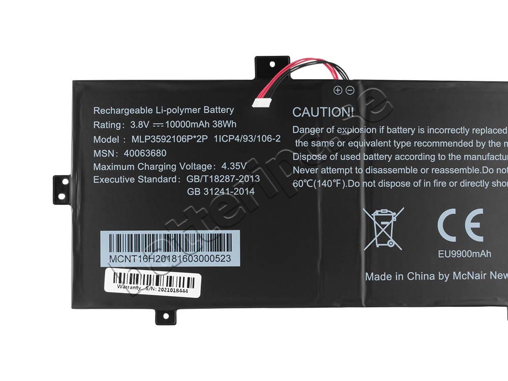 Batterier Medion Akoya E2215T 10000mAh 38Wh