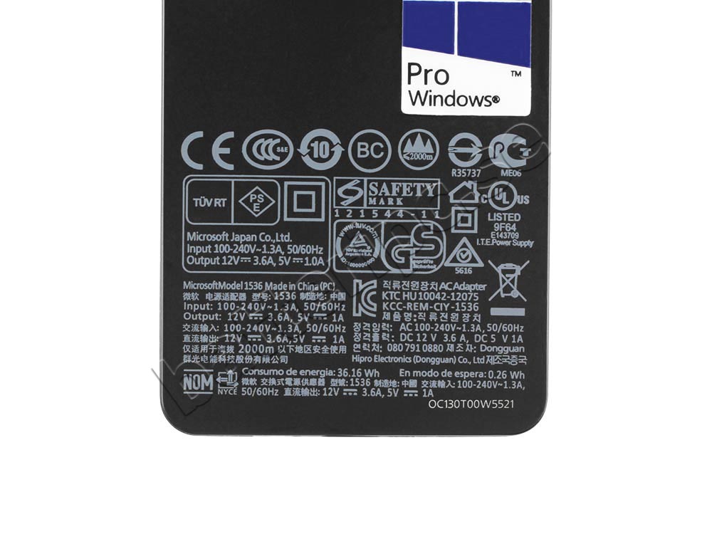 Original 48W Microsoft Surface Proffs 9UR-00001 AC Adapter Laddare