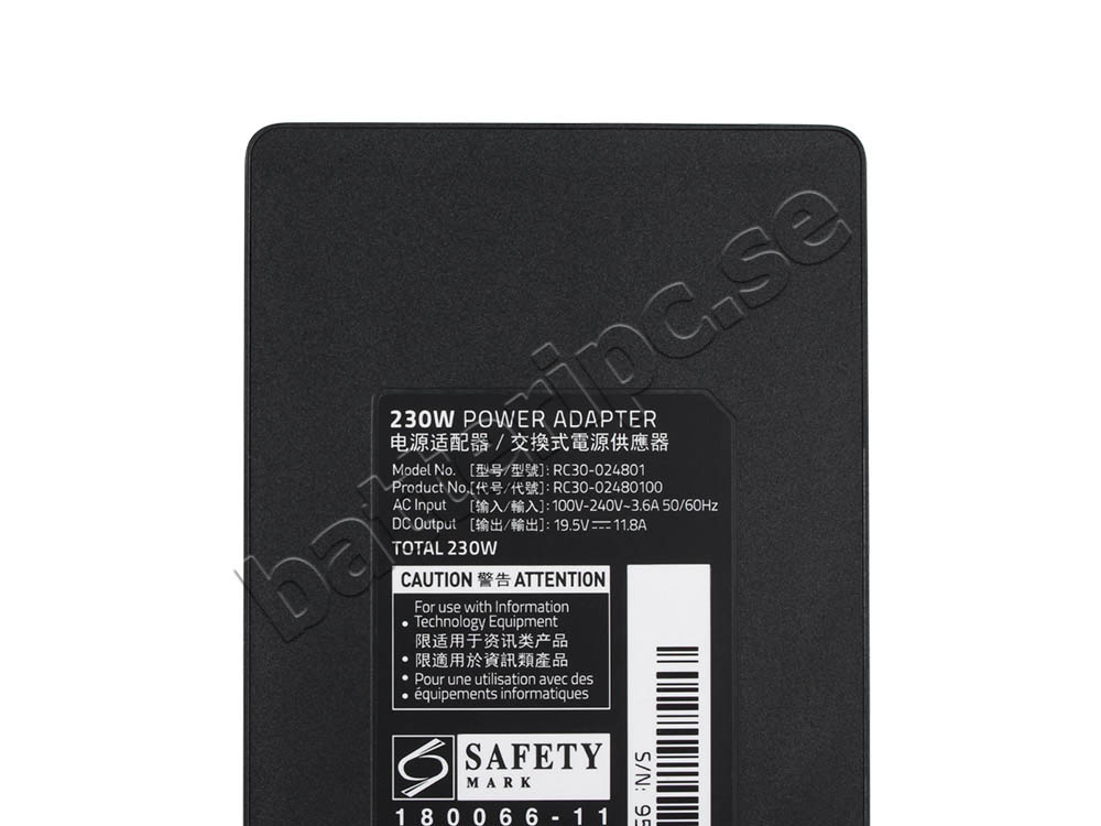 Original 230W Laddare Razer Blade 14 RZ09-0427EEM3-R3U1 AC Adapter + Kabel