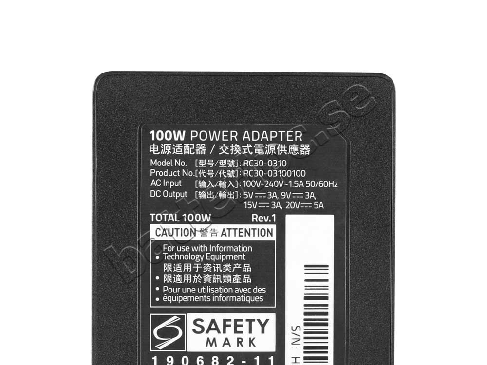 Original 100W USB-C Laddare Razer Blade 16"(2023) RZ09-0483S AC Adapter + Kabel