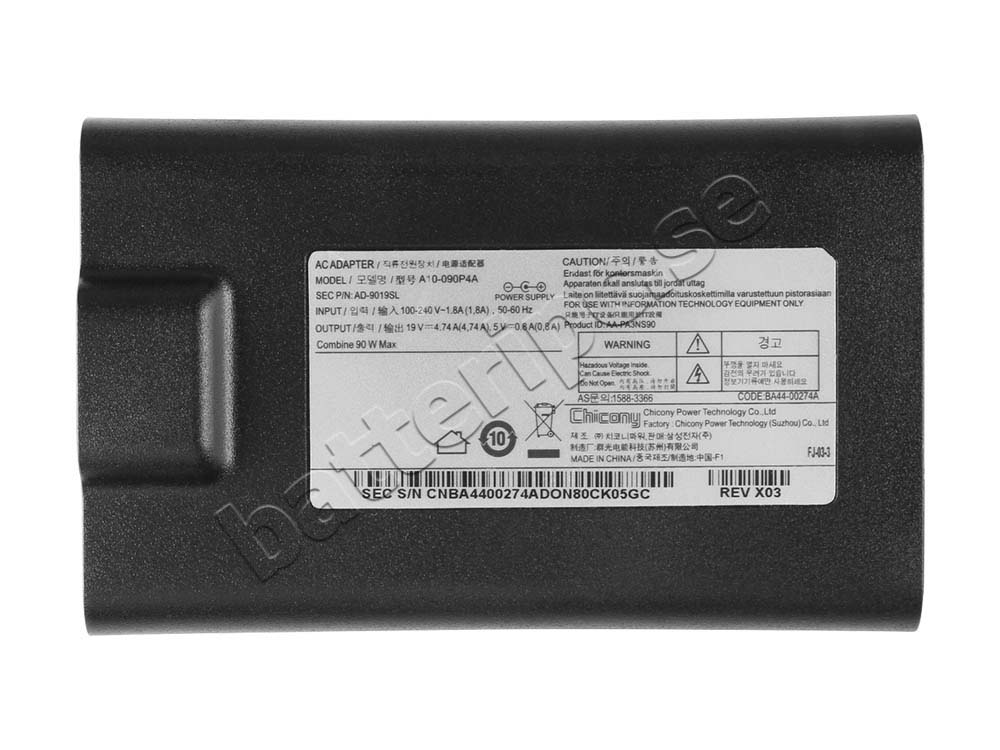 90W Samsung NP740U3L Original AC Adapter Laddare