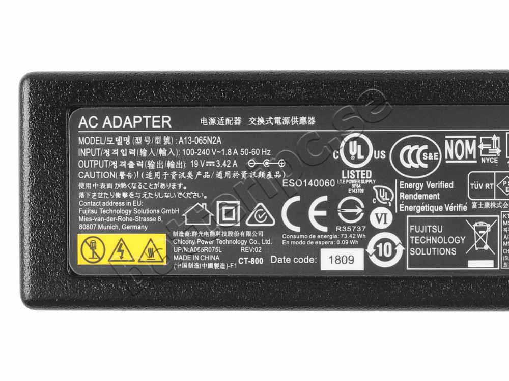 Original 65W Laddare Fujitsu CP790261-01 AC Adapter + Kabel