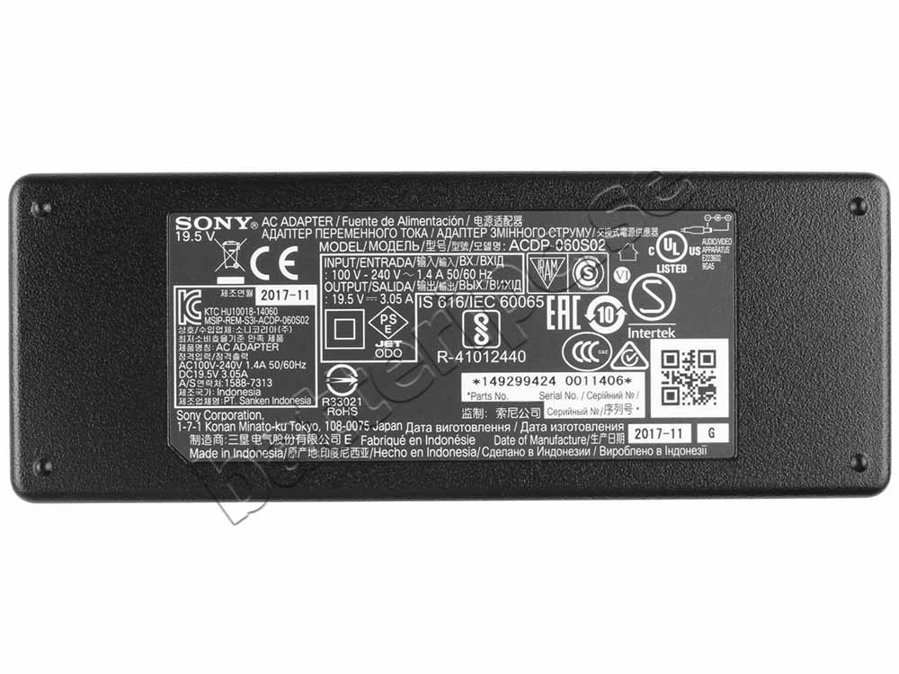 60W Original Adapter Laddare Sony 149048611 ACDP-002 + Kabel