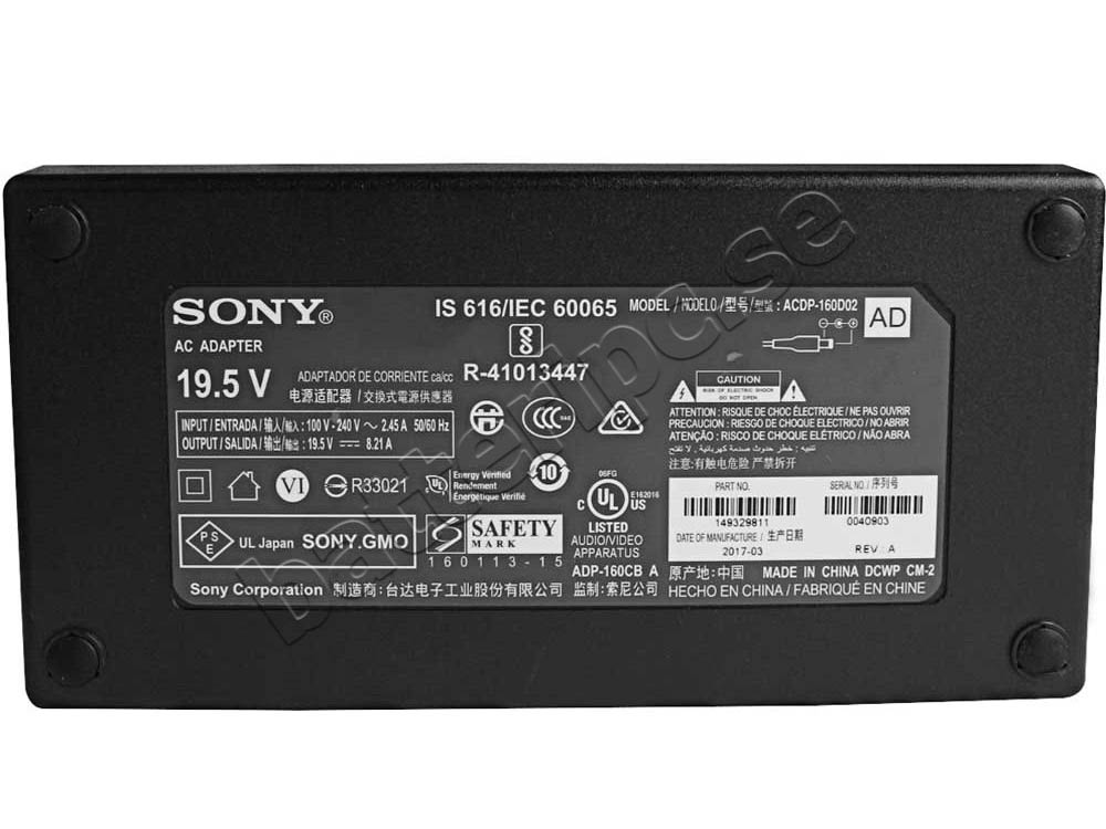 Original 160W AC Adapter Laddare Sony KD-55XE7002 KD55XE7002 + Kabel