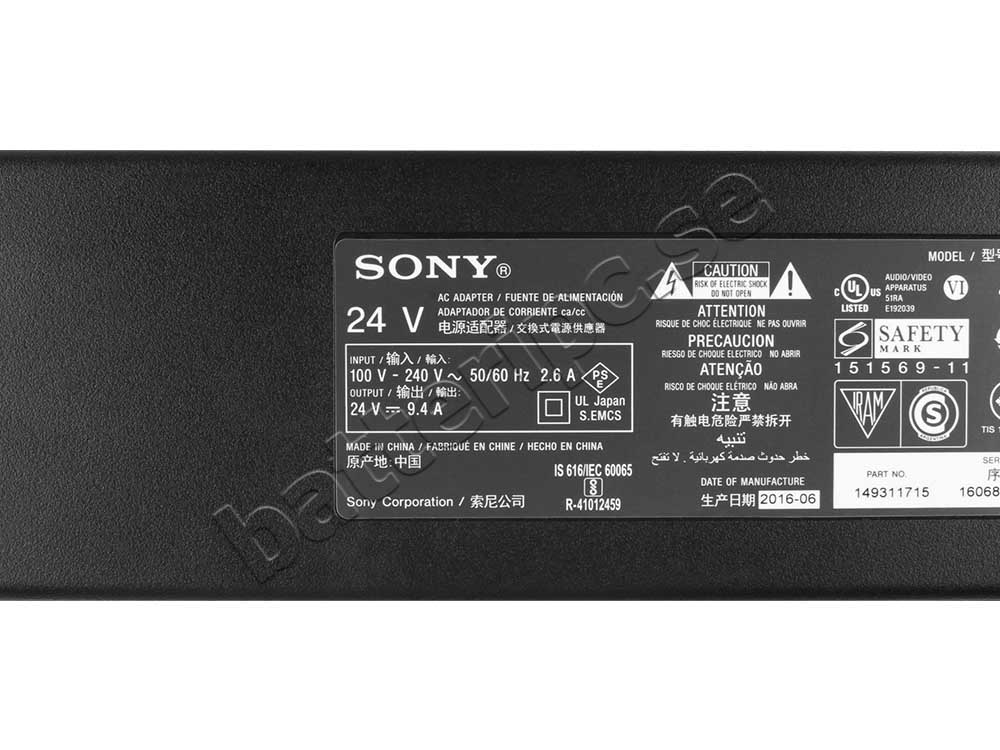 Original 240W AC Adapter Laddare Sony KD-65X9300E KD65X9300E + Kabel