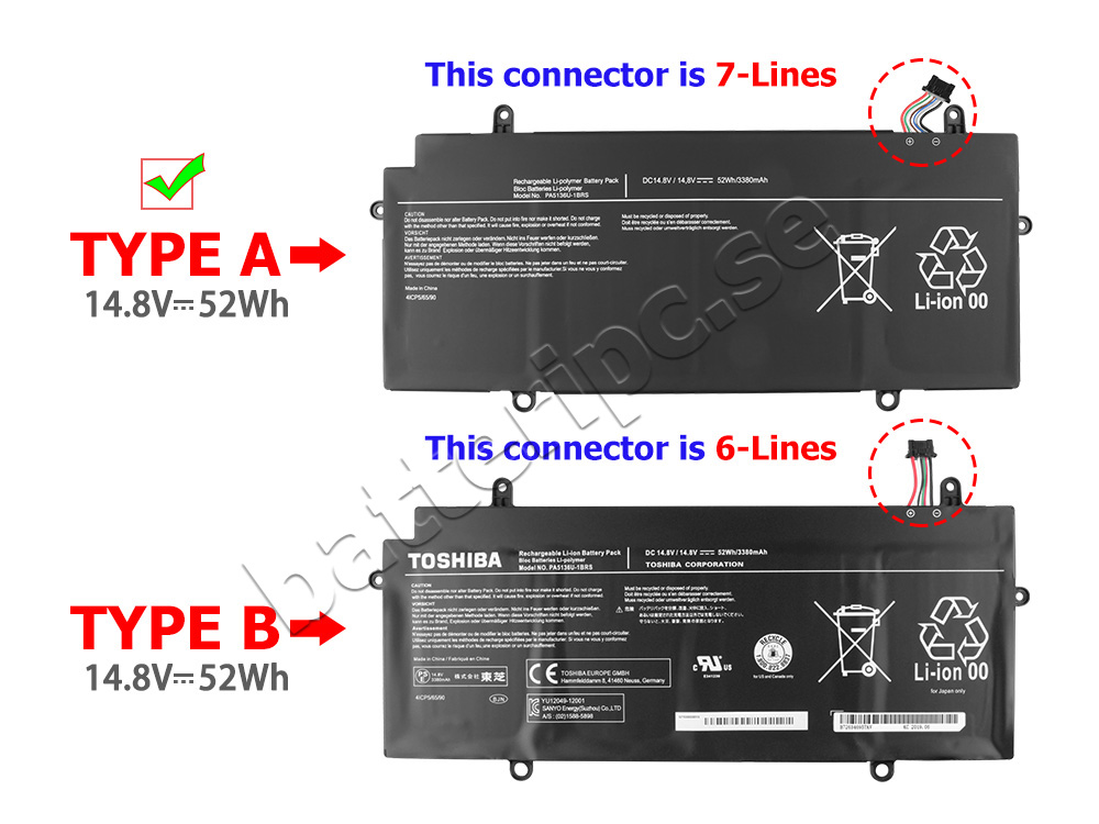 52Wh Batterier för Toshiba PA5136U-1BRS