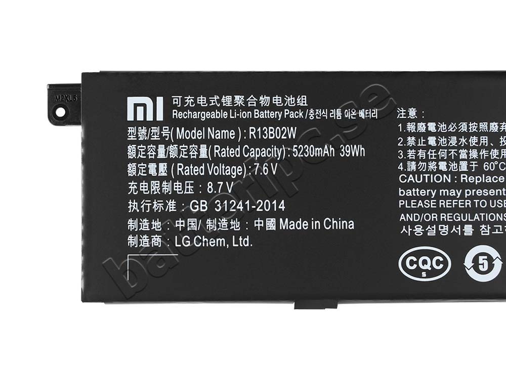Original Batterier Xiaomi 161301-FB 161301-FC 5107mAh 39Wh